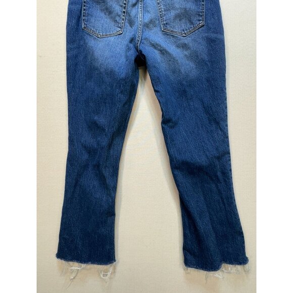 J. Crew Women's Flare Crop Jeans Mid Rise Frayed Hem Denim Sz 26 Blue Distressed - Picture 12 of 12